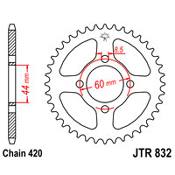 JT JT Rear Sprockets R/W 832-45T YAM
